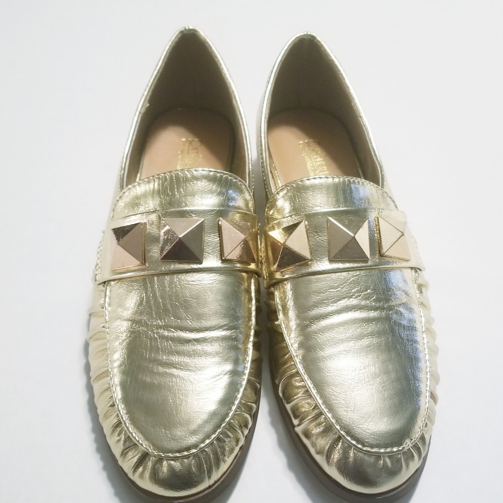 Catherine Malandrino metallic gold loafer..new.7.5